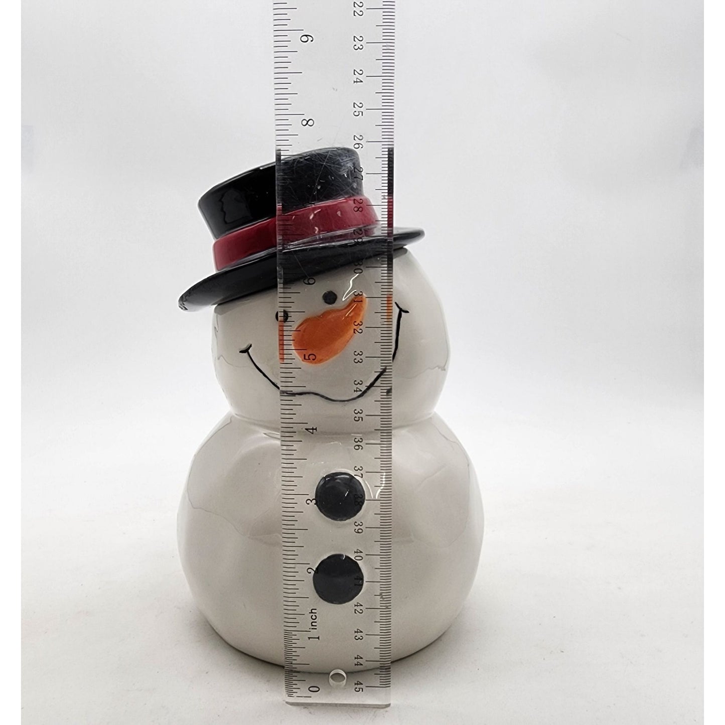 Snowman Cookie Jar With Top Hat & Scarf