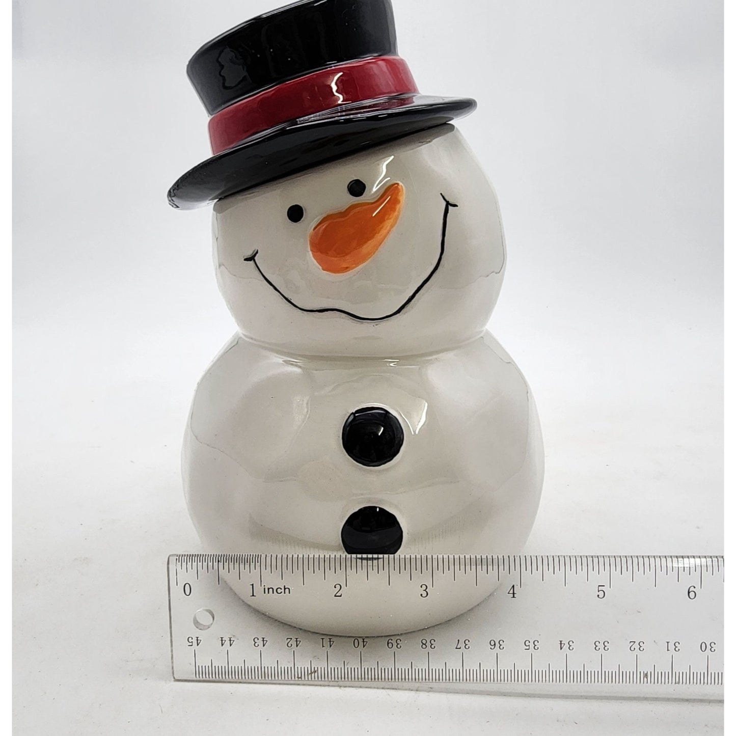 Snowman Cookie Jar With Top Hat & Scarf