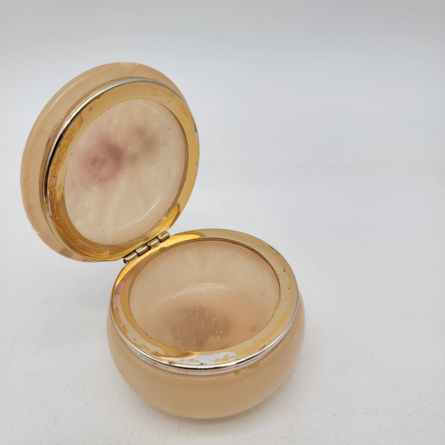 Vintage Alabaster Trinket Box With Rose