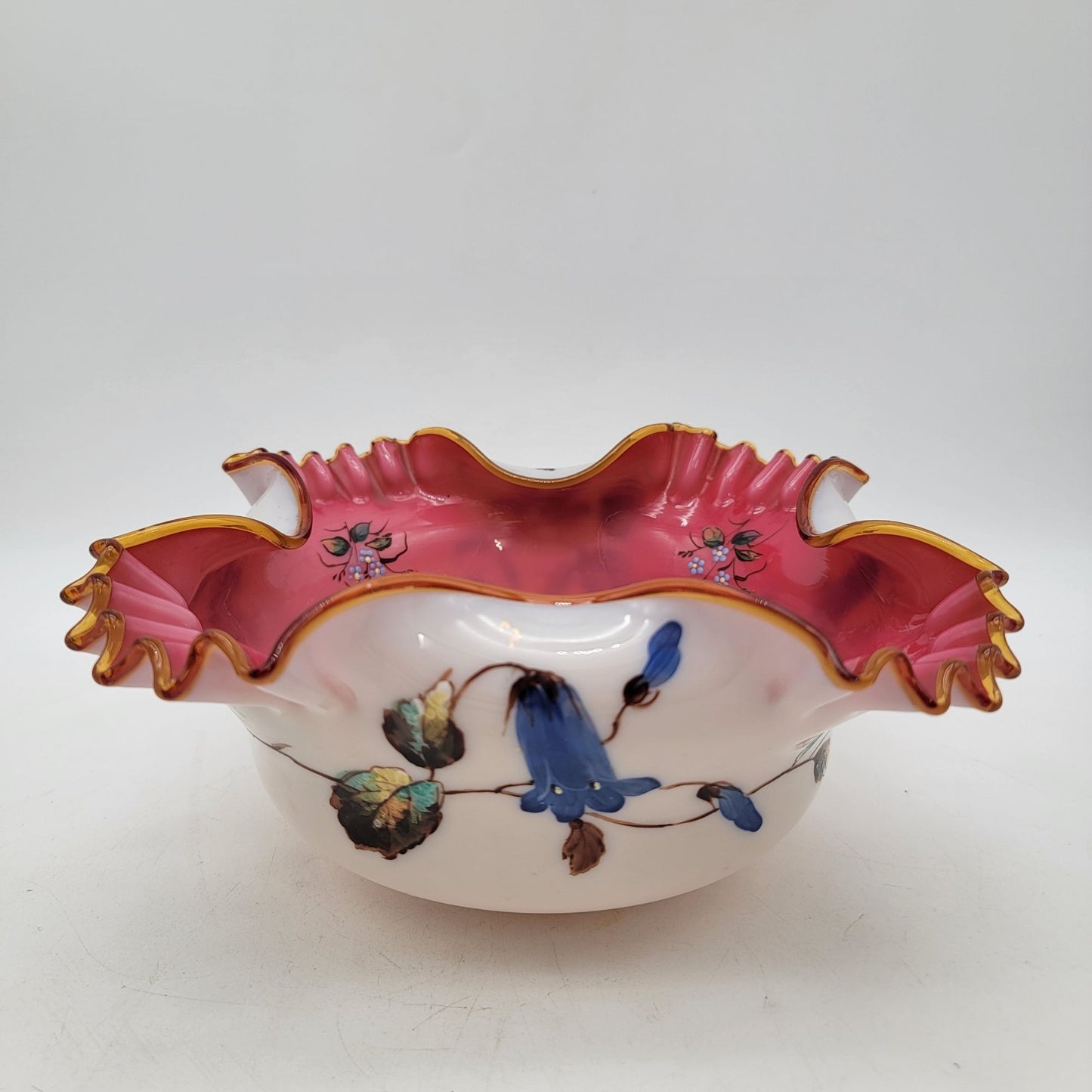 Antique Victorian Stevens & Williams 19c Brides Basket Bowl as found