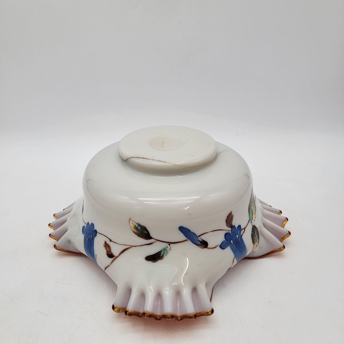 Antique Victorian Stevens & Williams 19c Brides Basket Bowl as found
