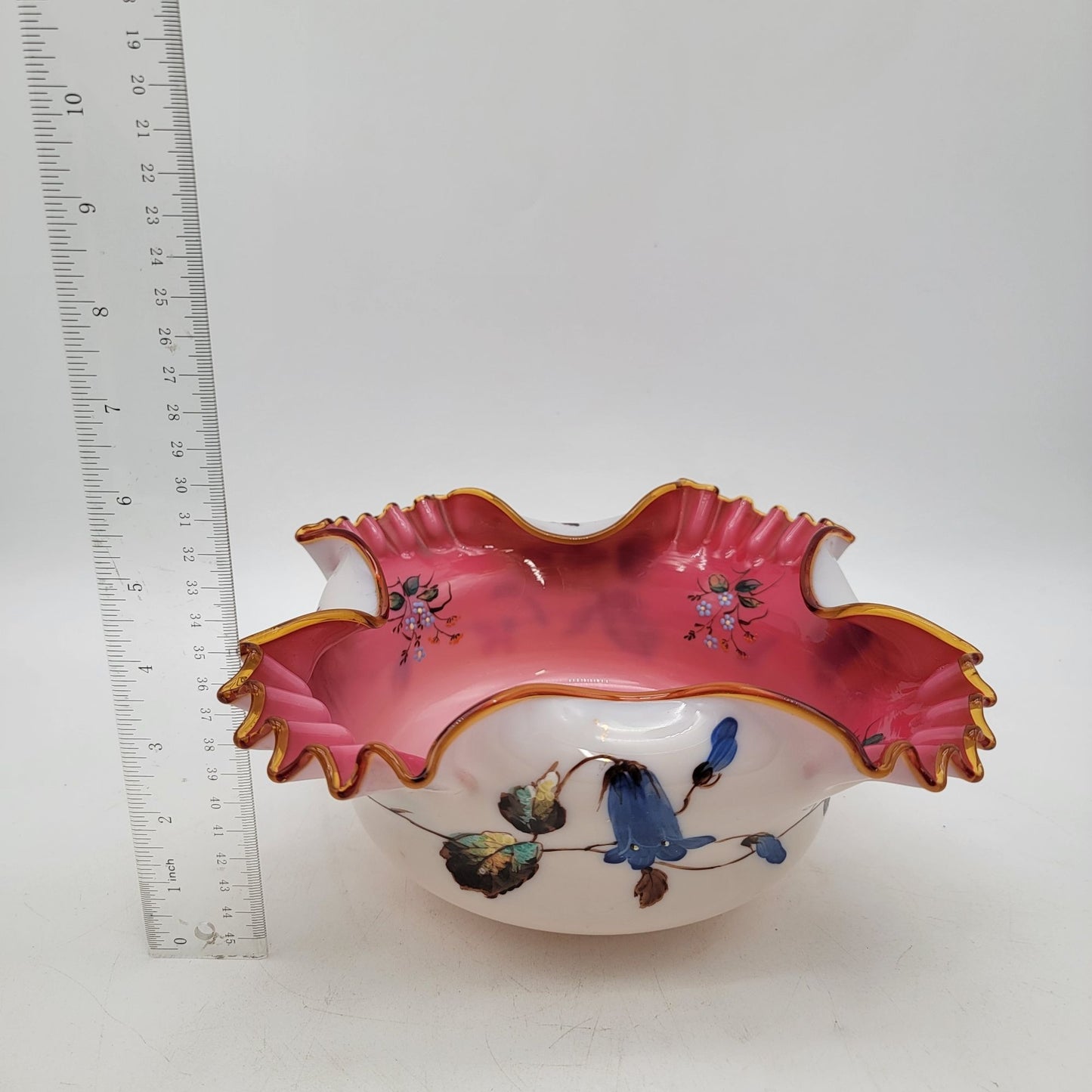 Antique Victorian Stevens & Williams 19c Brides Basket Bowl as found