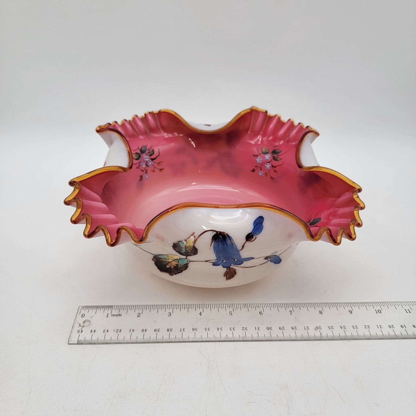 Antique Victorian Stevens & Williams 19c Brides Basket Bowl as found