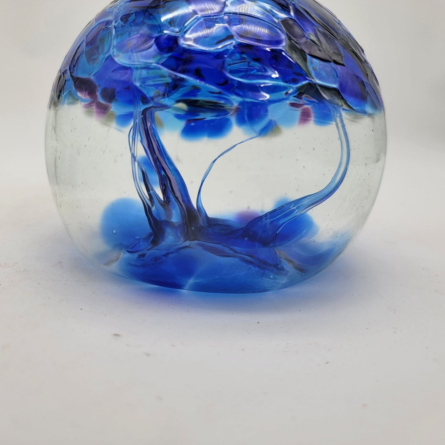 Hand-Blown Blue & Clear Art Glass Vase