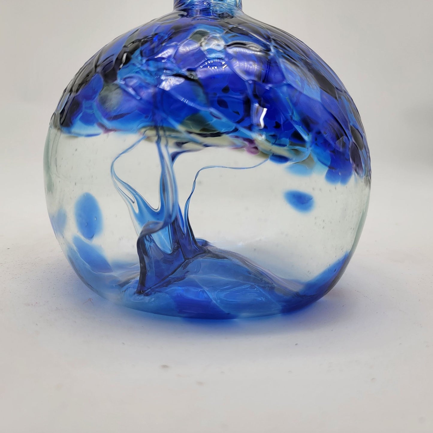 Hand-Blown Blue & Clear Art Glass Vase