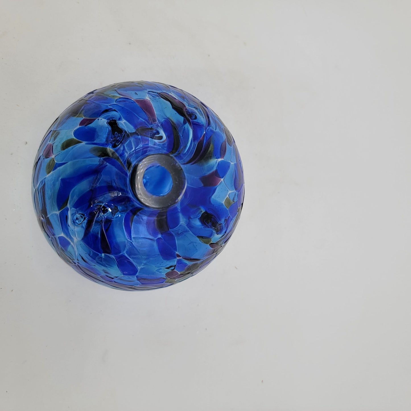 Hand-Blown Blue & Clear Art Glass Vase