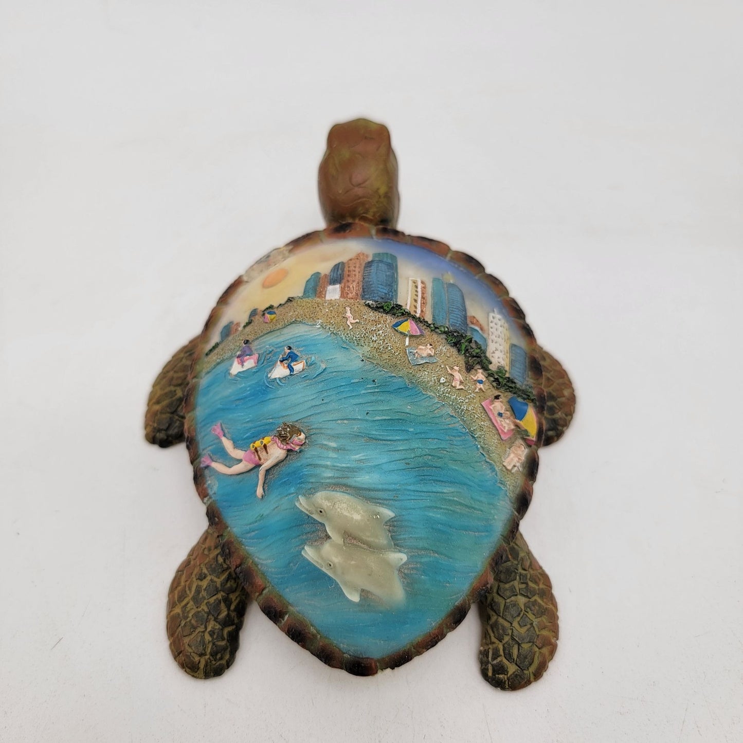 Hand-Painted Sea Turtle Beach Scene Trinket Box