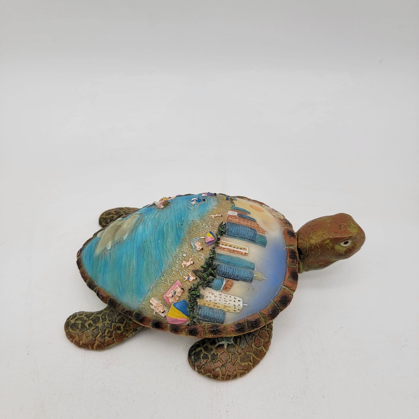 Hand-Painted Sea Turtle Beach Scene Trinket Box