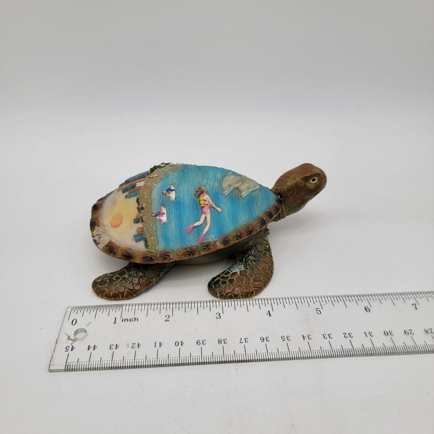Hand-Painted Sea Turtle Beach Scene Trinket Box