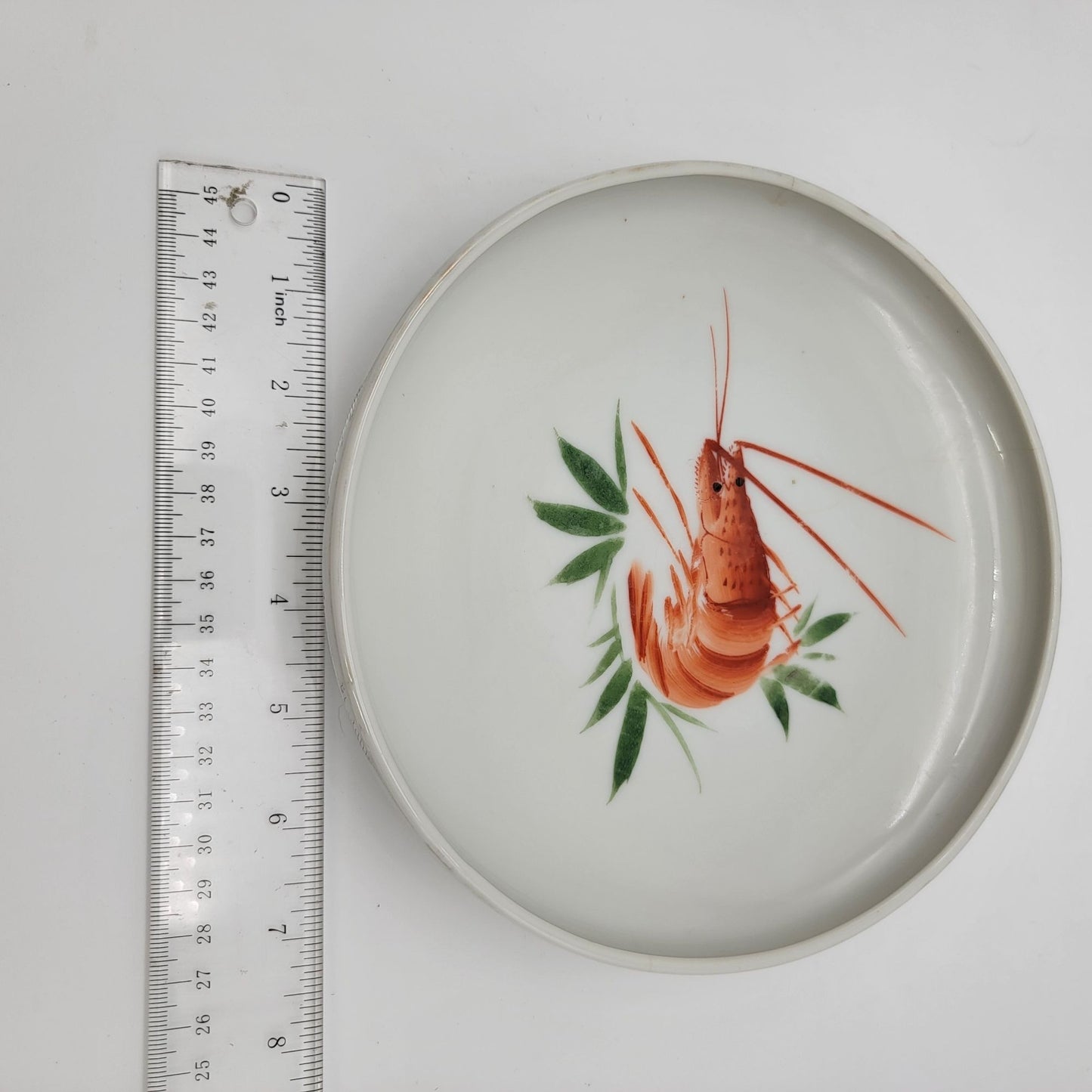 Vintage Japanese Porcelain Plate With Shrimp Design