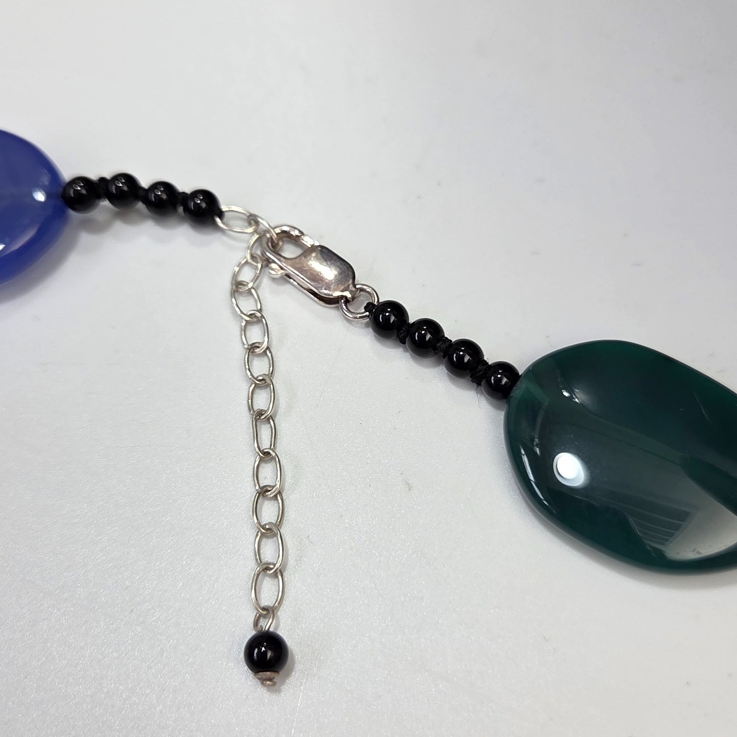 Brazilian Agate Gemstone Beaded Necklace 29.5" 925 Silver Clasp