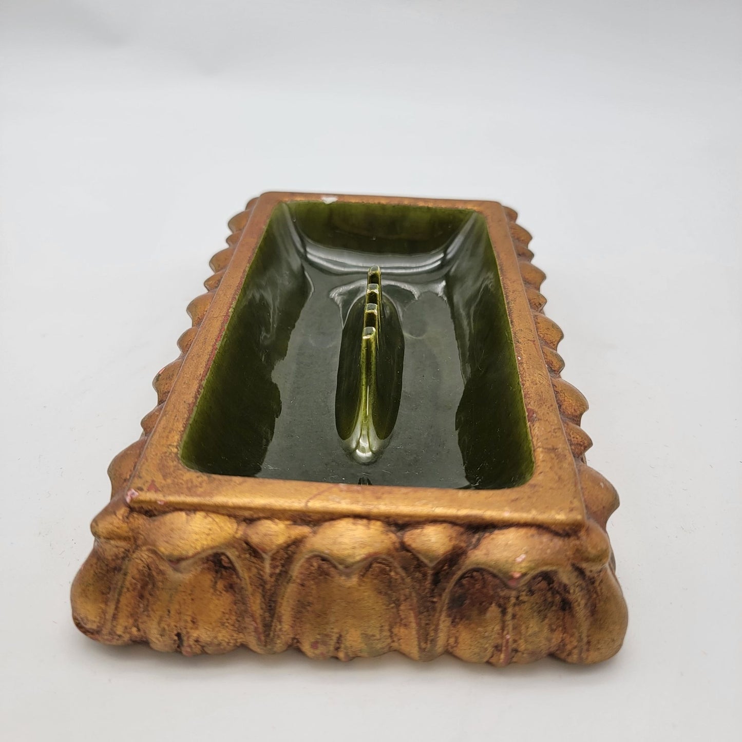 Vintage Freeman McFarlin Gold & Green Pottery Ashtray