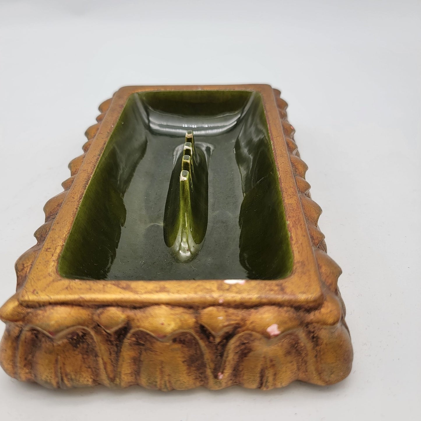 Vintage Freeman McFarlin Gold & Green Pottery Ashtray