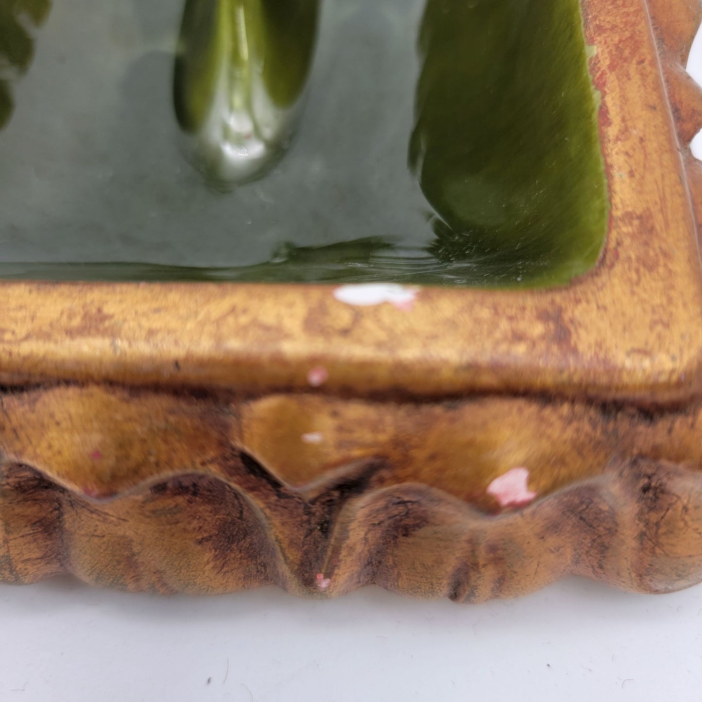 Vintage Freeman McFarlin Gold & Green Pottery Ashtray