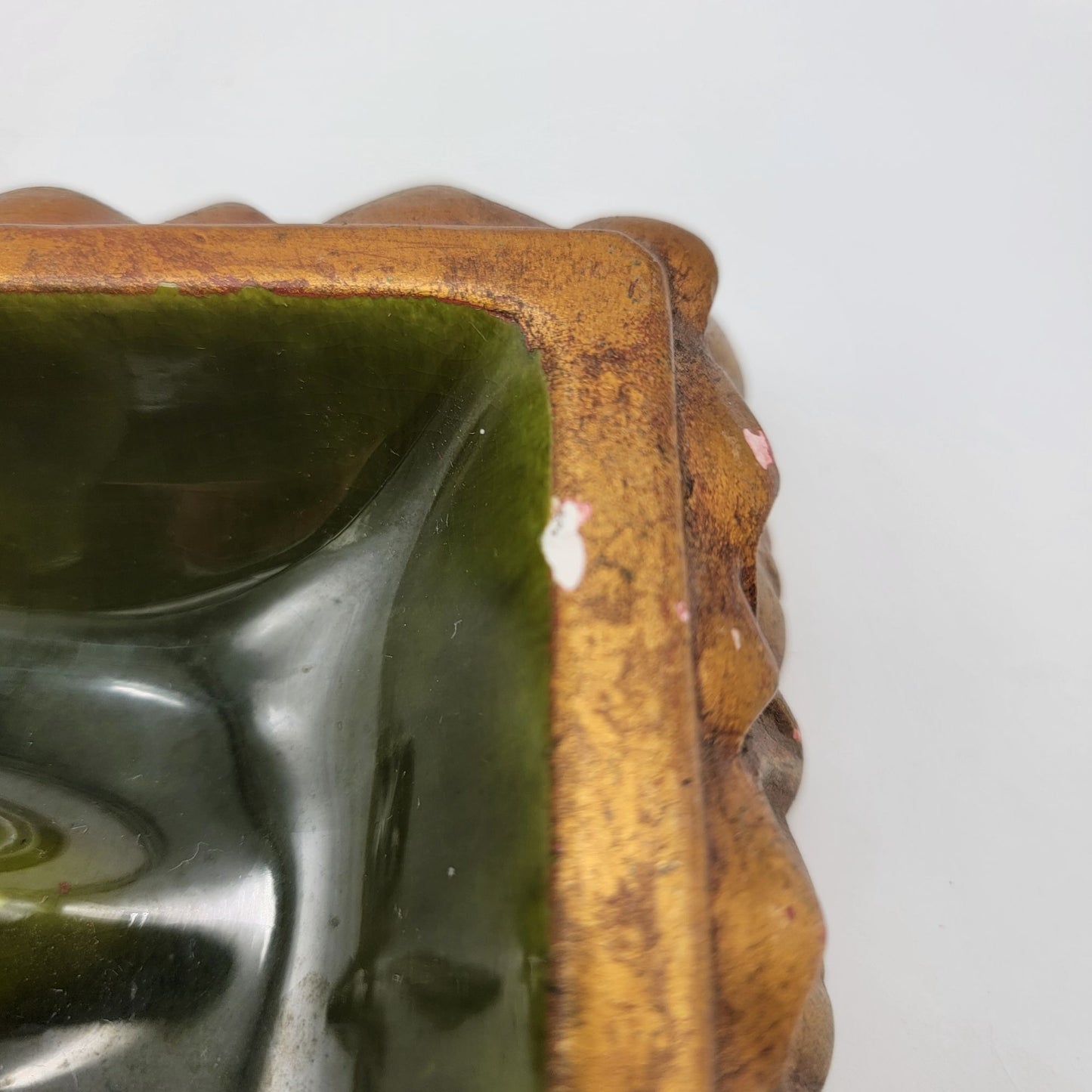 Vintage Freeman McFarlin Gold & Green Pottery Ashtray