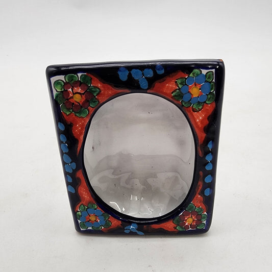 Hand-Painted Mexican Talavera Pottery Picture Frame By Dominguez Family