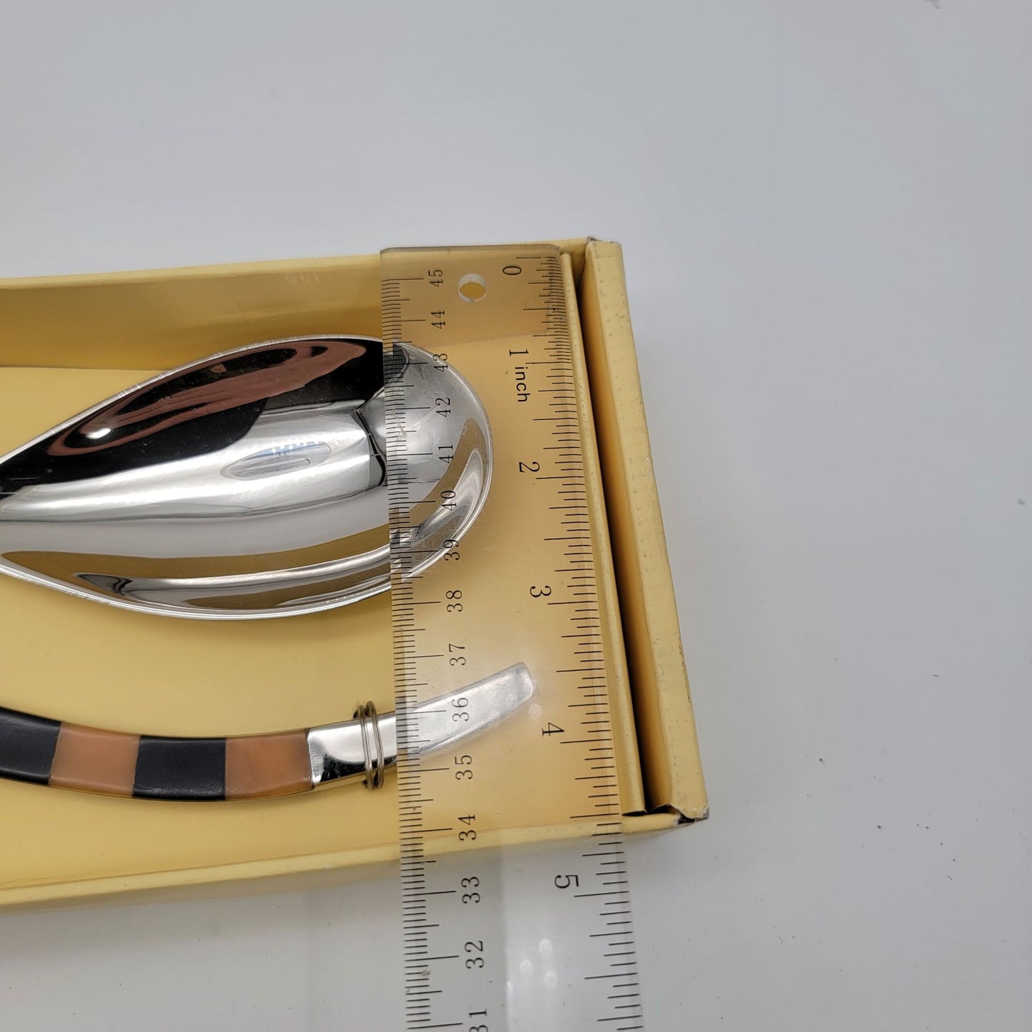 Elegant Vintage Silver & Striped Buffet Server Utensil Set By Pier 1 Imports