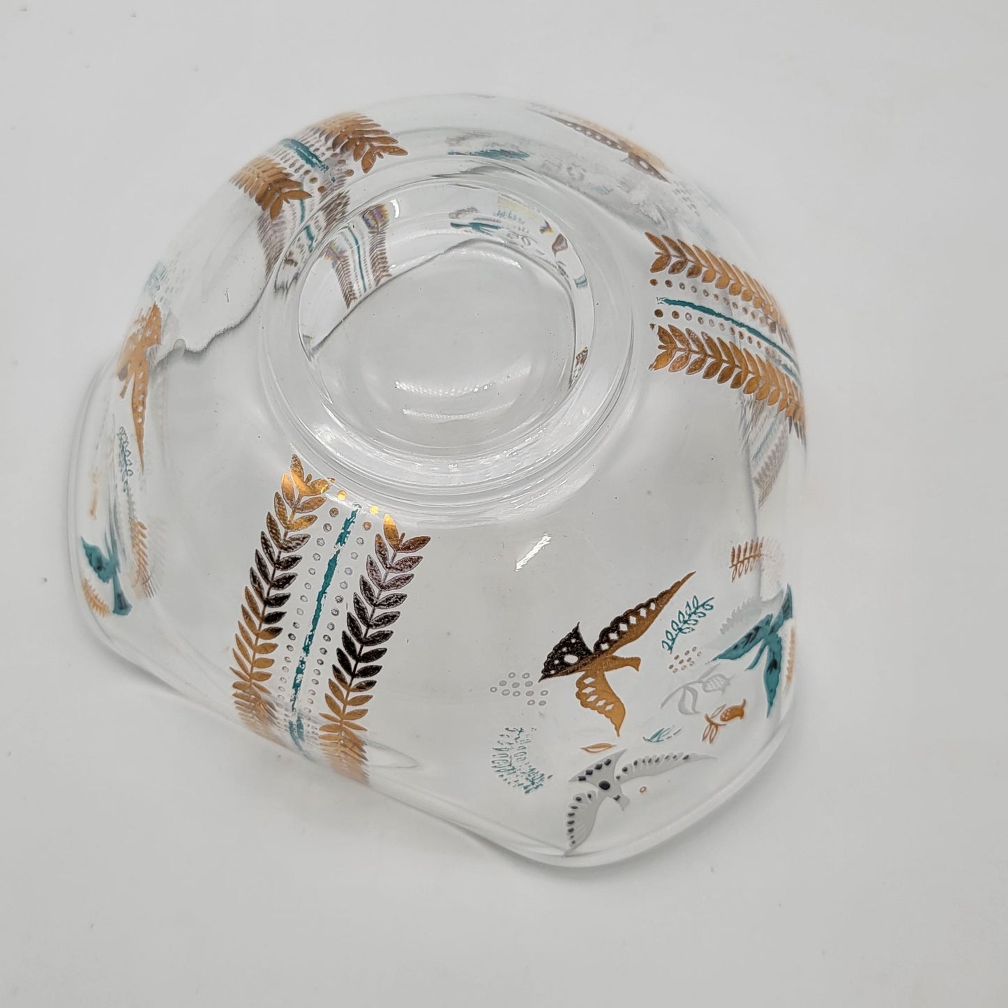 Mid Century Georges Briard Clear Glass Bowl Paradise Birds