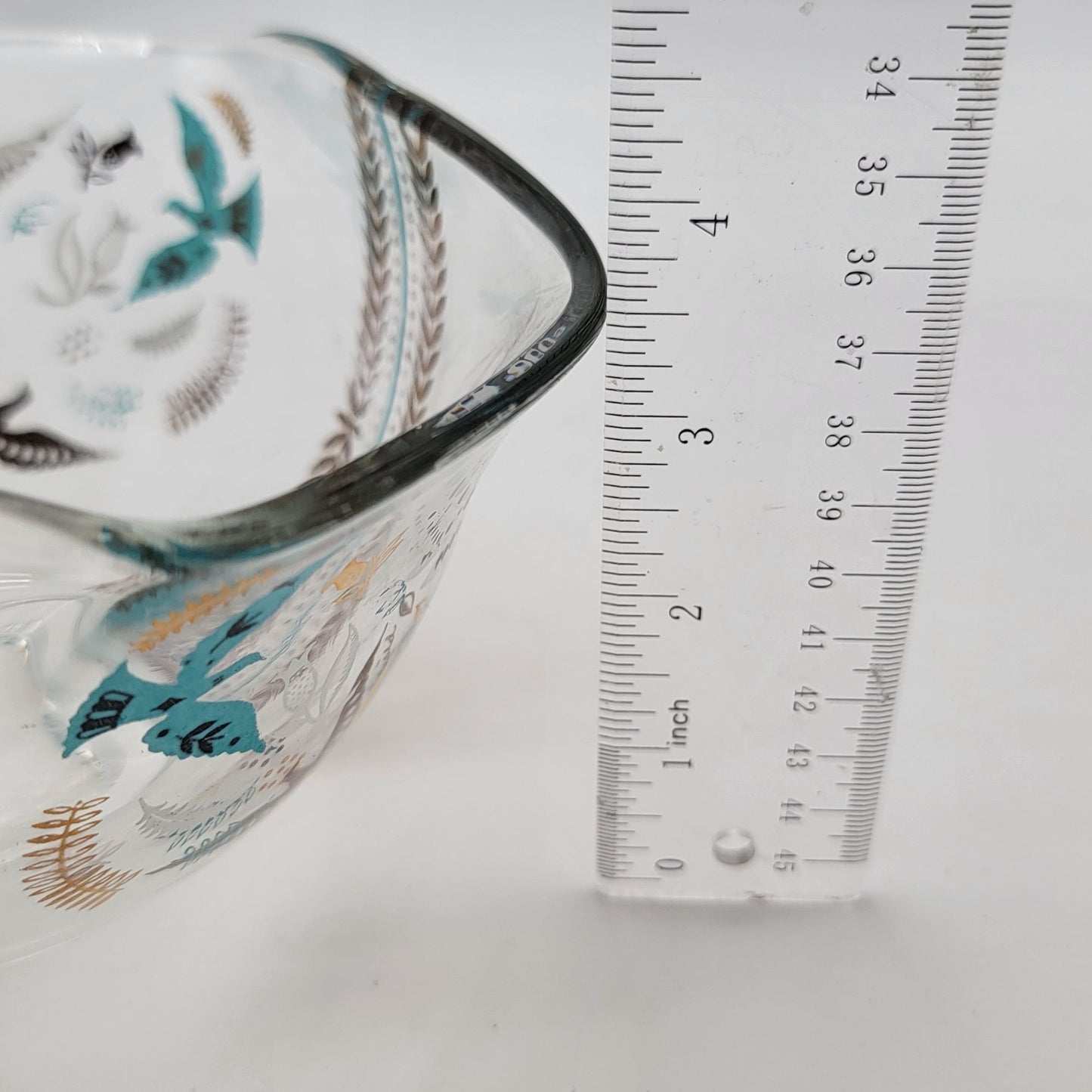 Mid Century Georges Briard Clear Glass Bowl Paradise Birds