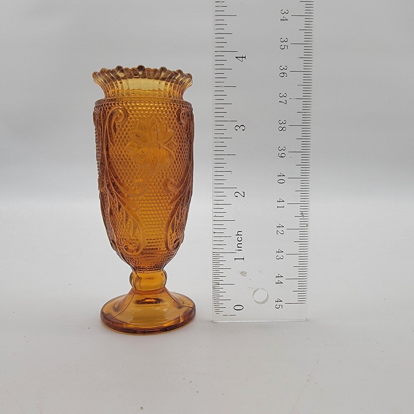 Tiara Amber Sandwich Glass Miniature Vase