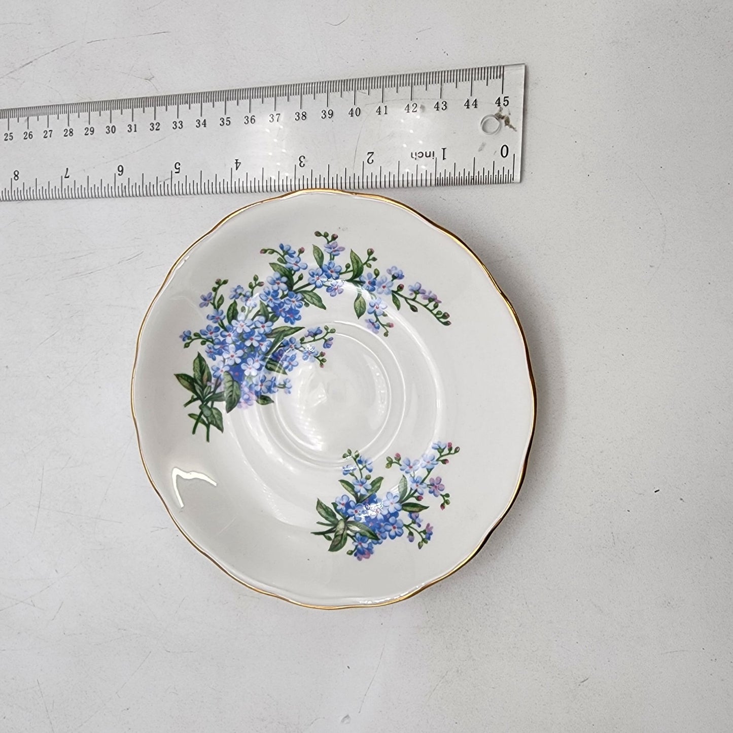 Queen Anne English Bone China Blue Floral Teacup & Saucer Set