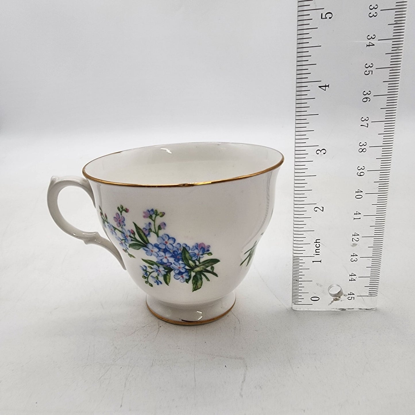 Queen Anne English Bone China Blue Floral Teacup & Saucer Set