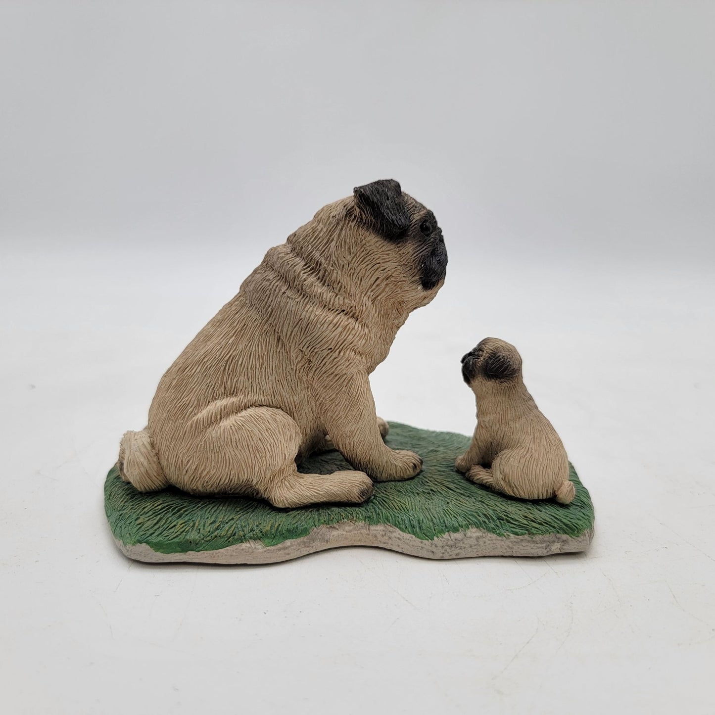 Vintage Sandicast Pug Dog Figurine Mother & Pup By Sandra Brue