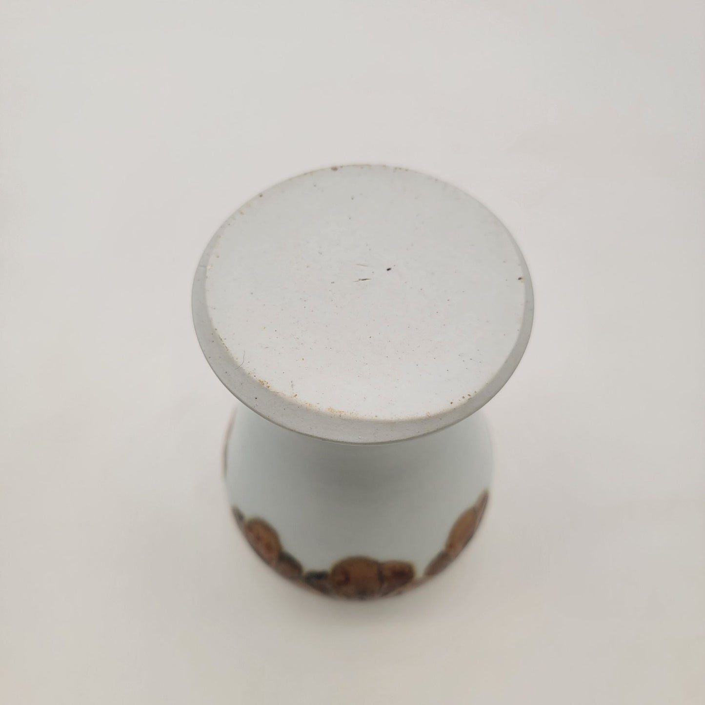Vintage Art Pottery Vase With Brown Leaf Design