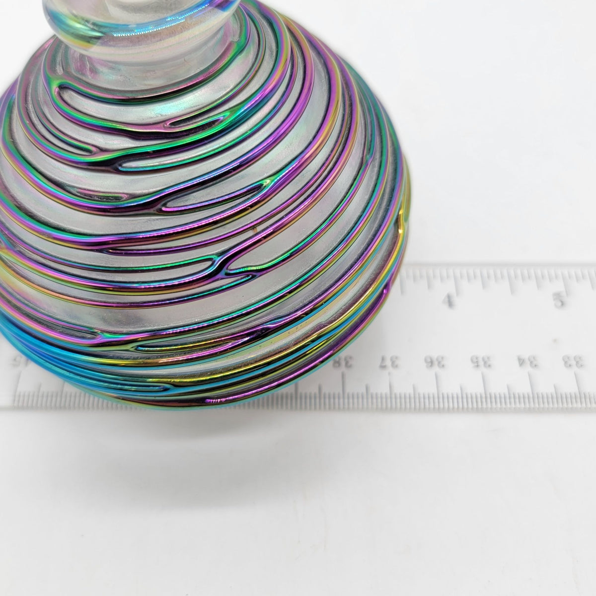 Vintage Glass Act Studio Iridescent Ribbed Perfume Bottle