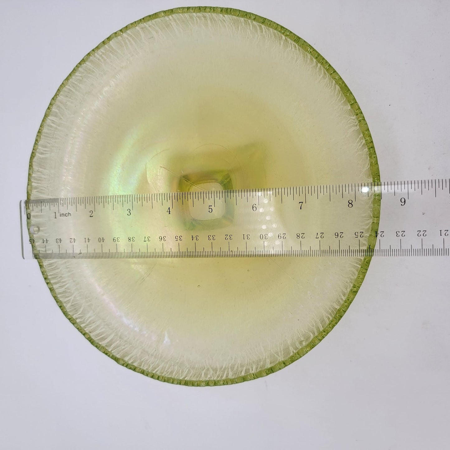 1930's Fenton Stretch Vaseline Glass Candy Dish Compote