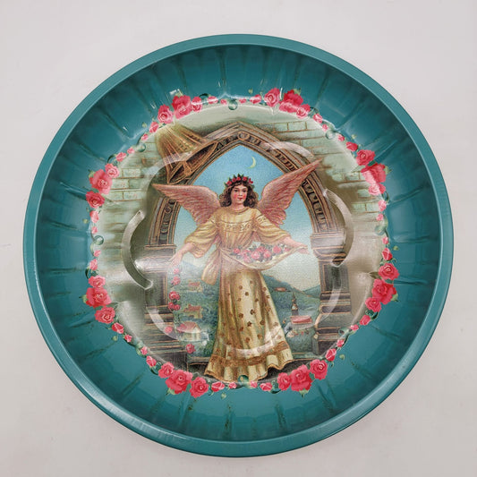 Angel & Roses Decorative Tin Bowl Tray