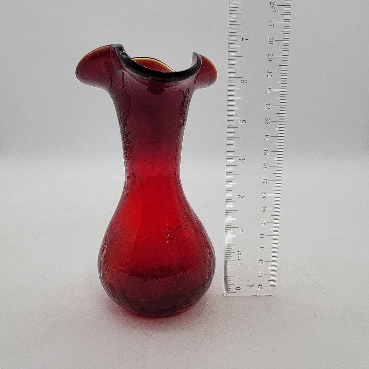 Vintage Red Crackle Glass Vase