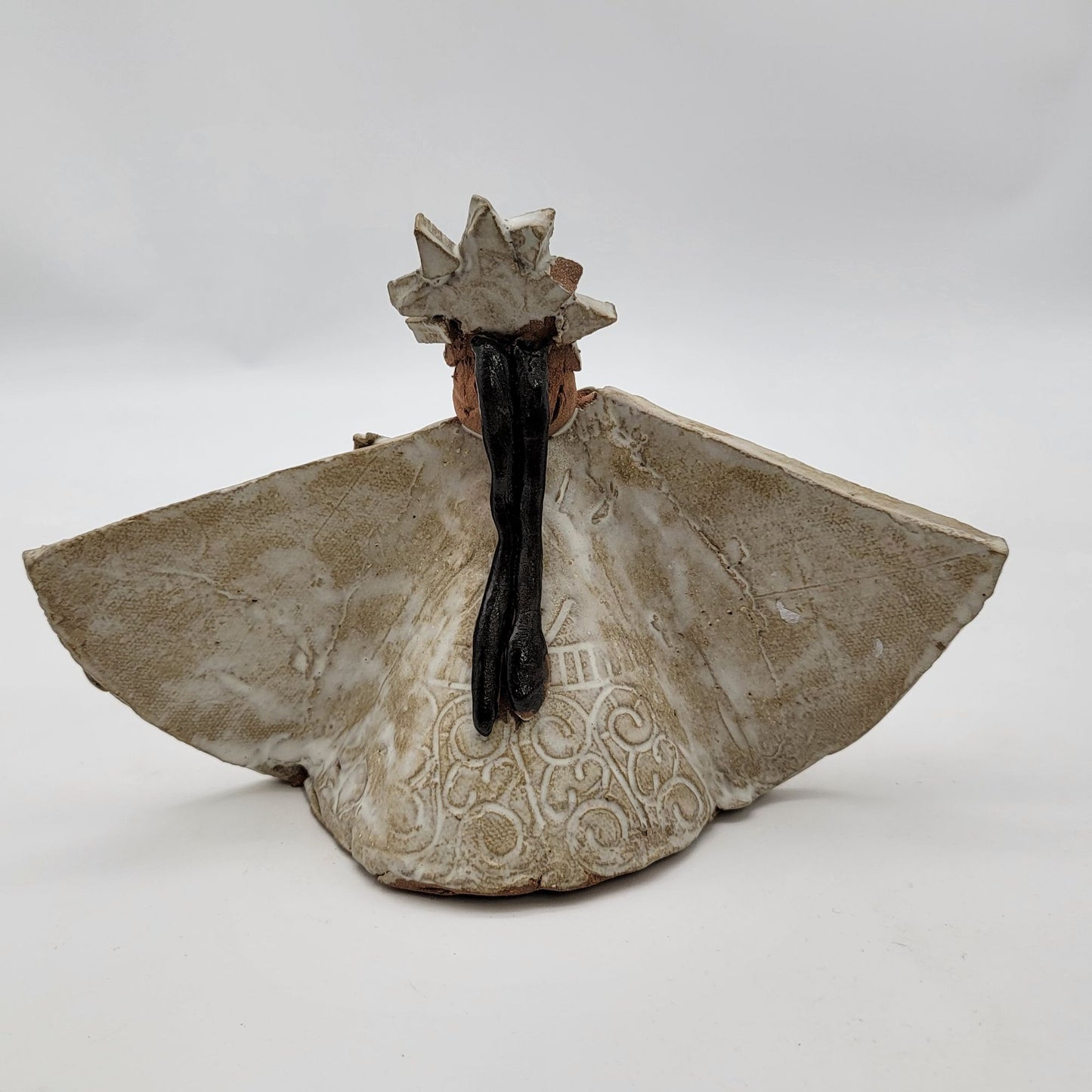 Handcrafted Clay Angel Figurine Signed Fletcher