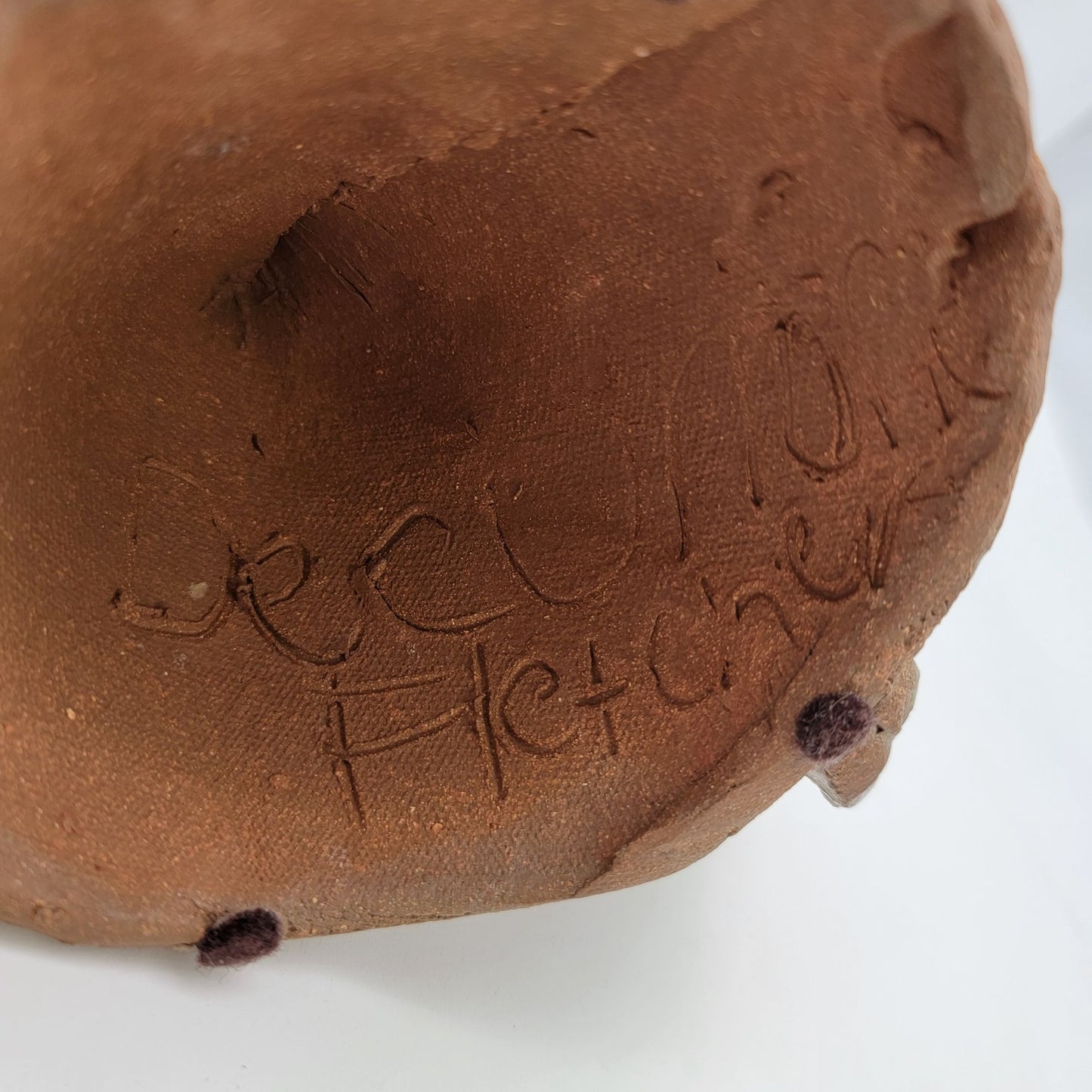 Handcrafted Clay Angel Figurine Signed Fletcher