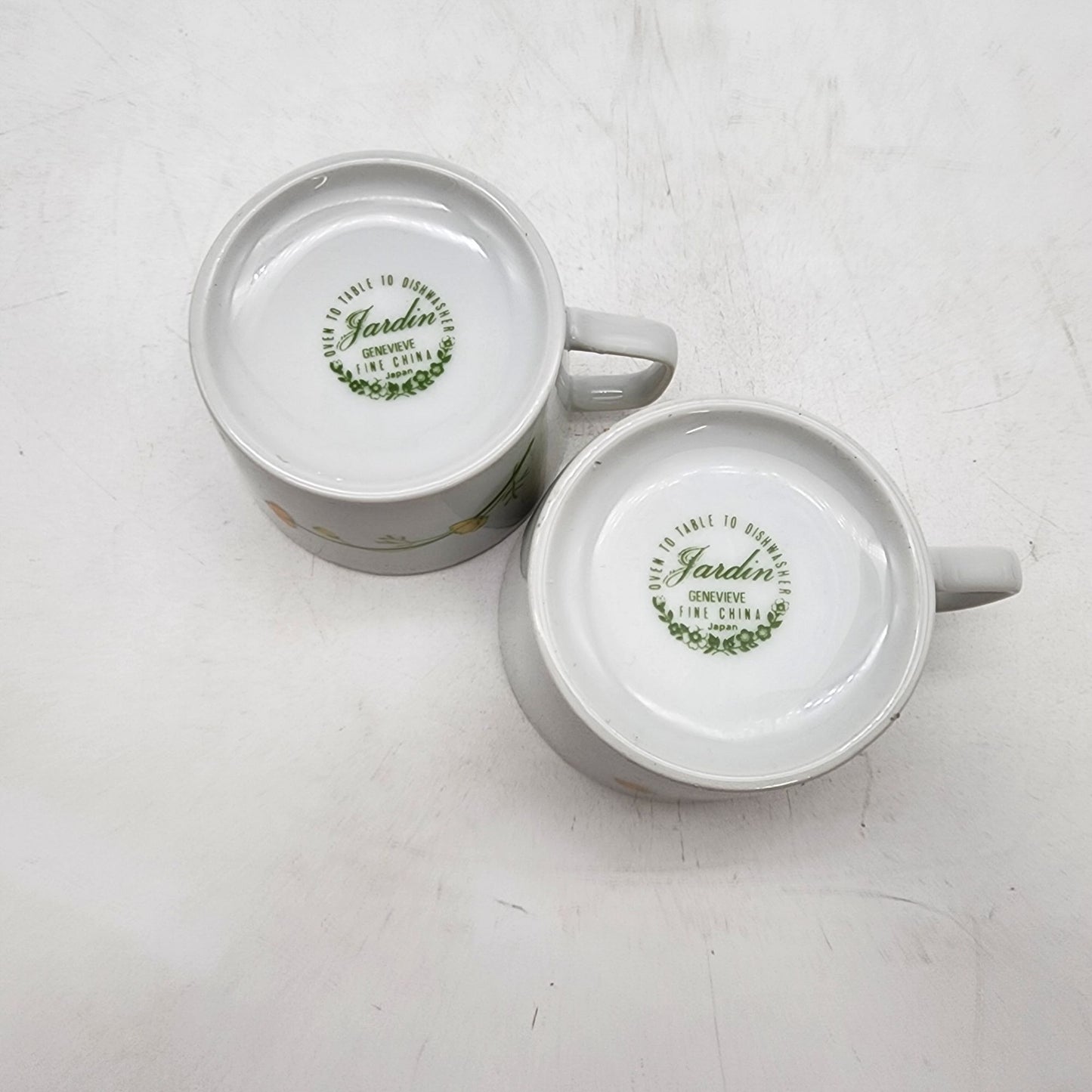 Vintage Jardin Geneve Fine China Floral Teacups Set Of 2
