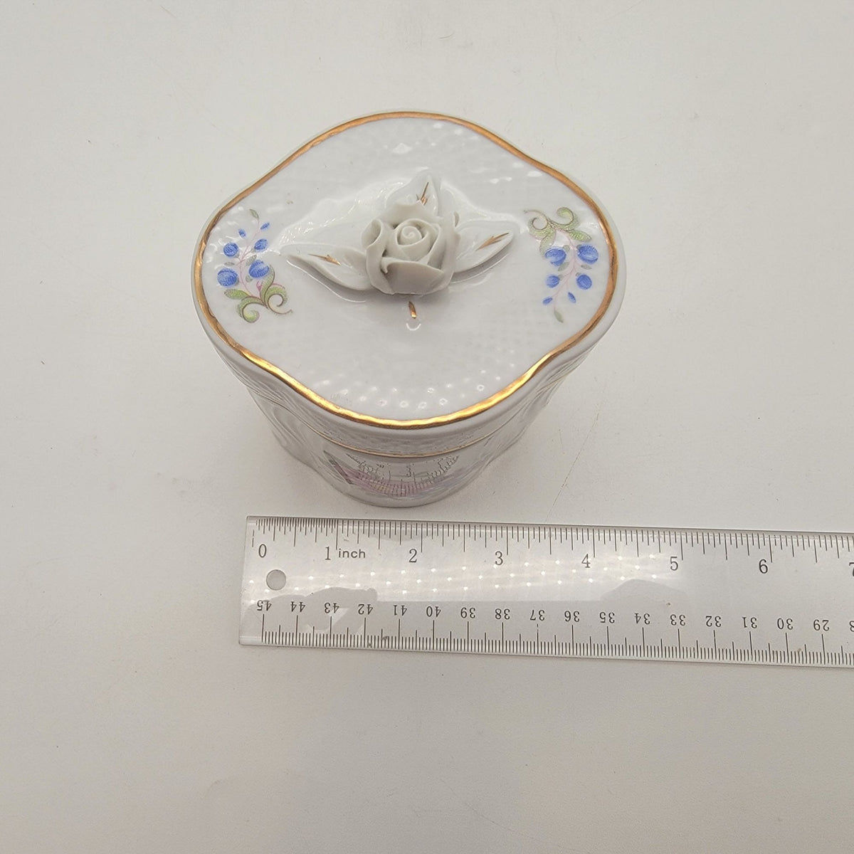 1980's Vintage Hollohaza Hungary Porcelain Jar With Lid
