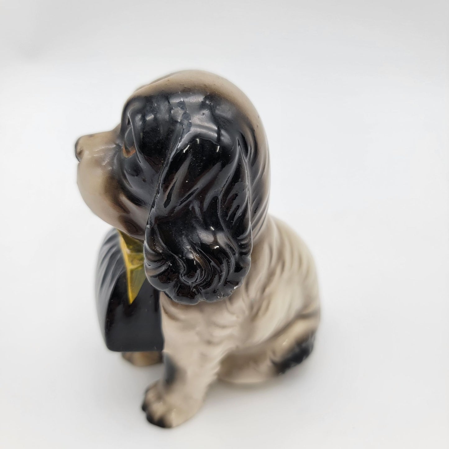 Vintage Porcelain Spaniel Dog Figurine Holding Basket