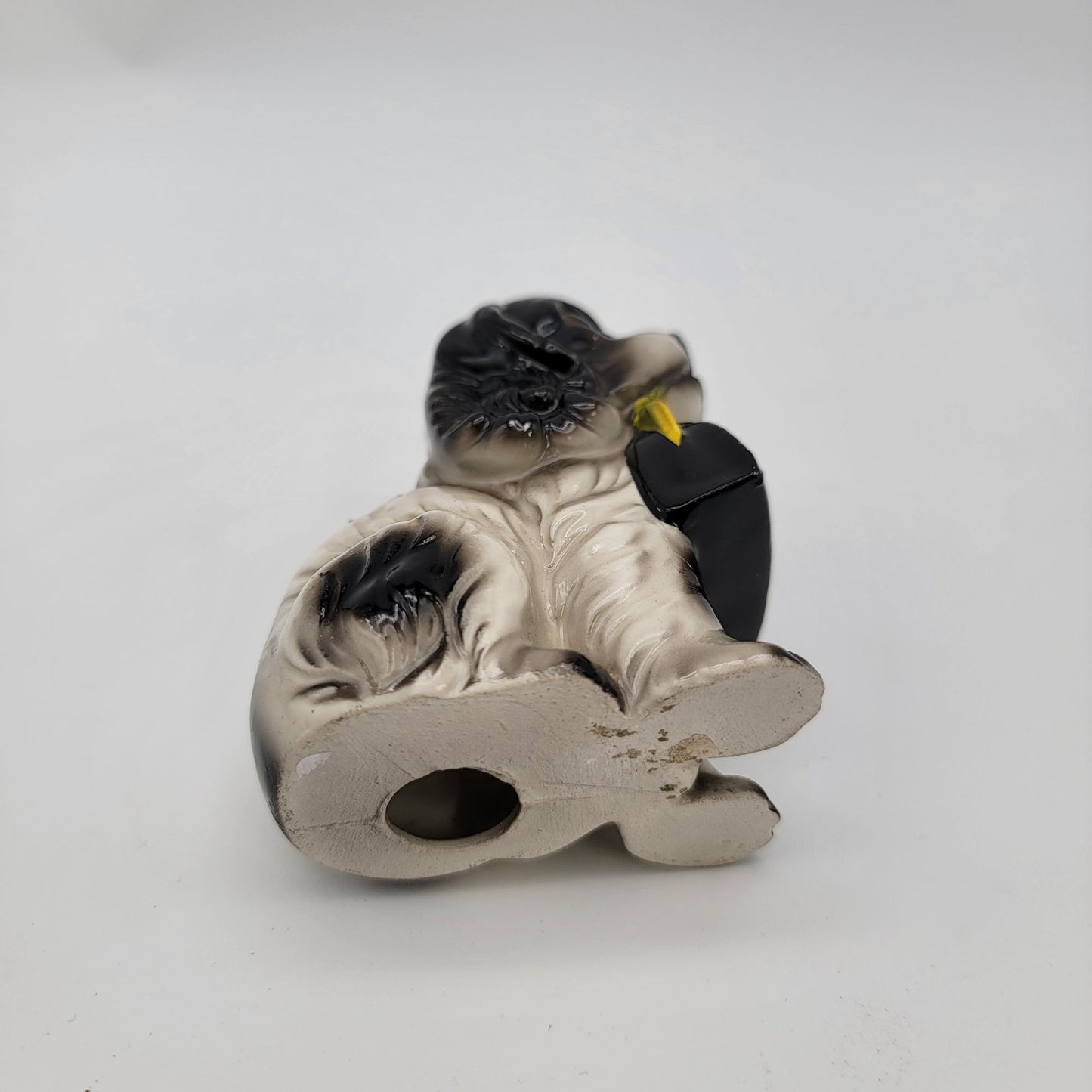 Vintage Porcelain Spaniel Dog Figurine Holding Basket