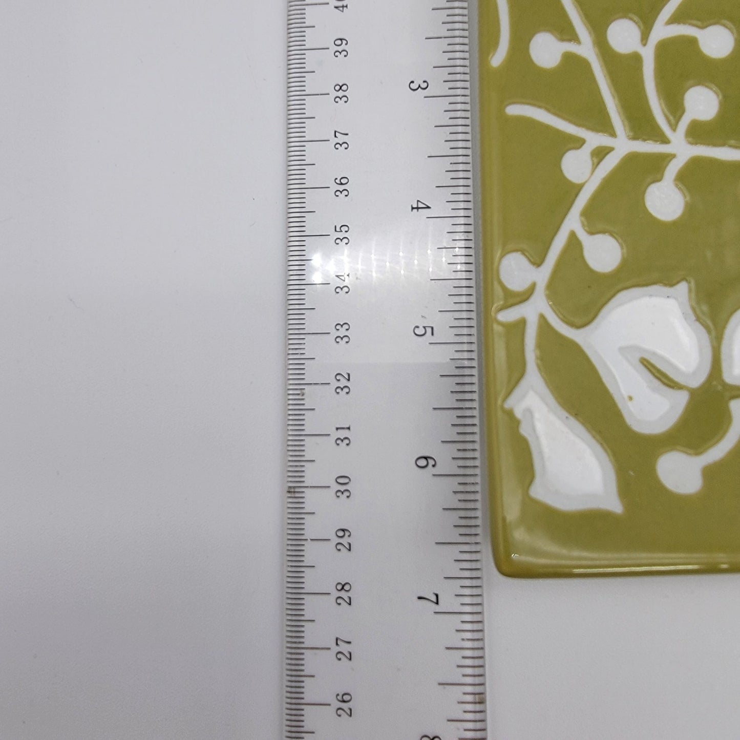 Crate & Barrel Akemi Green & White Floral Rectangular Tray