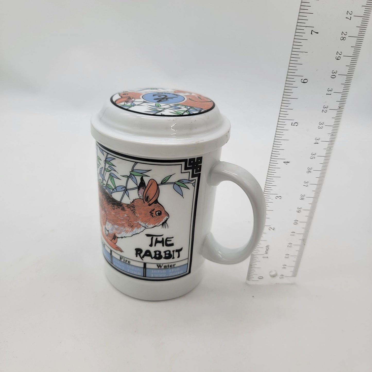 Chinese Zodiac Rabbit Mug With Lid and Strainer