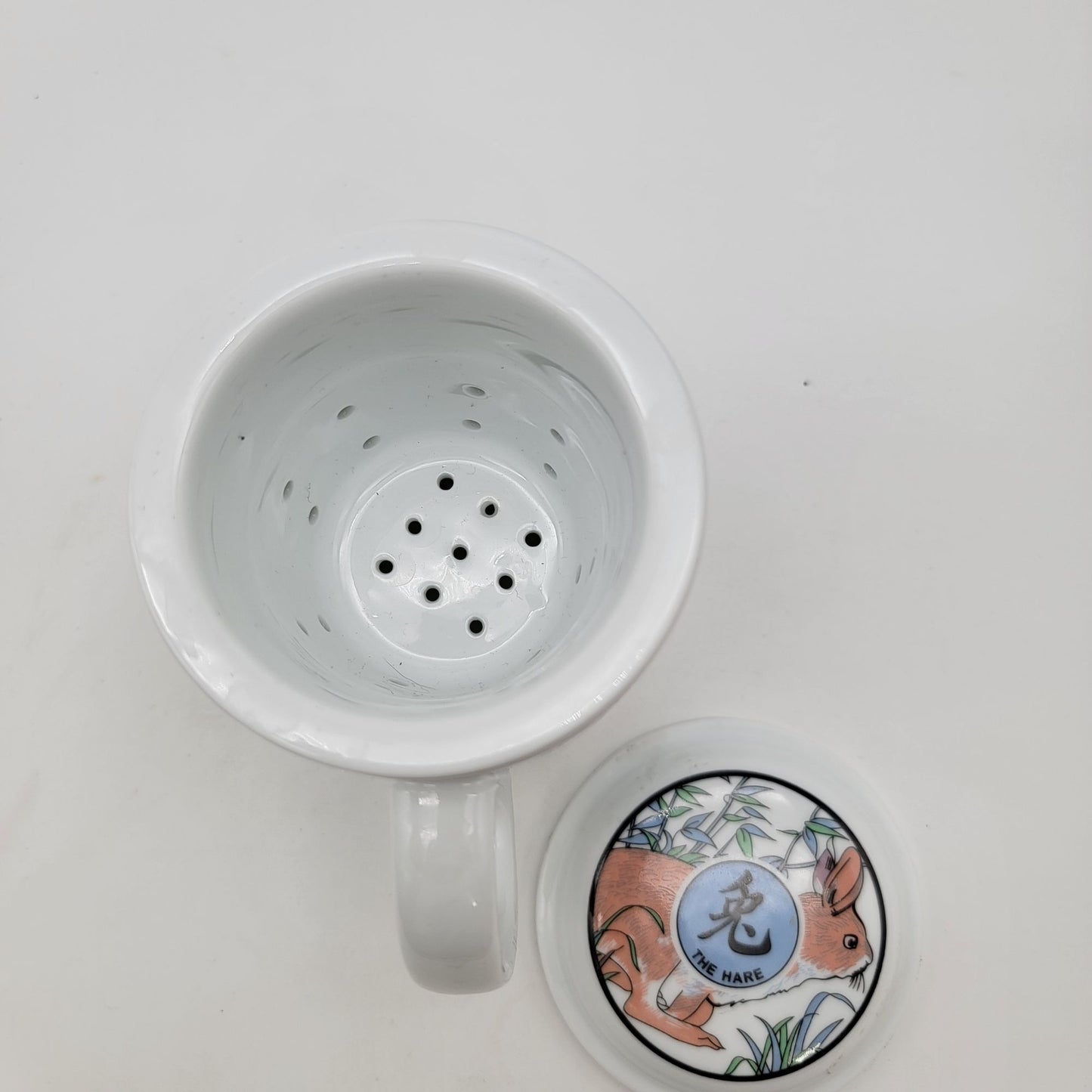 Chinese Zodiac Rabbit Mug With Lid and Strainer