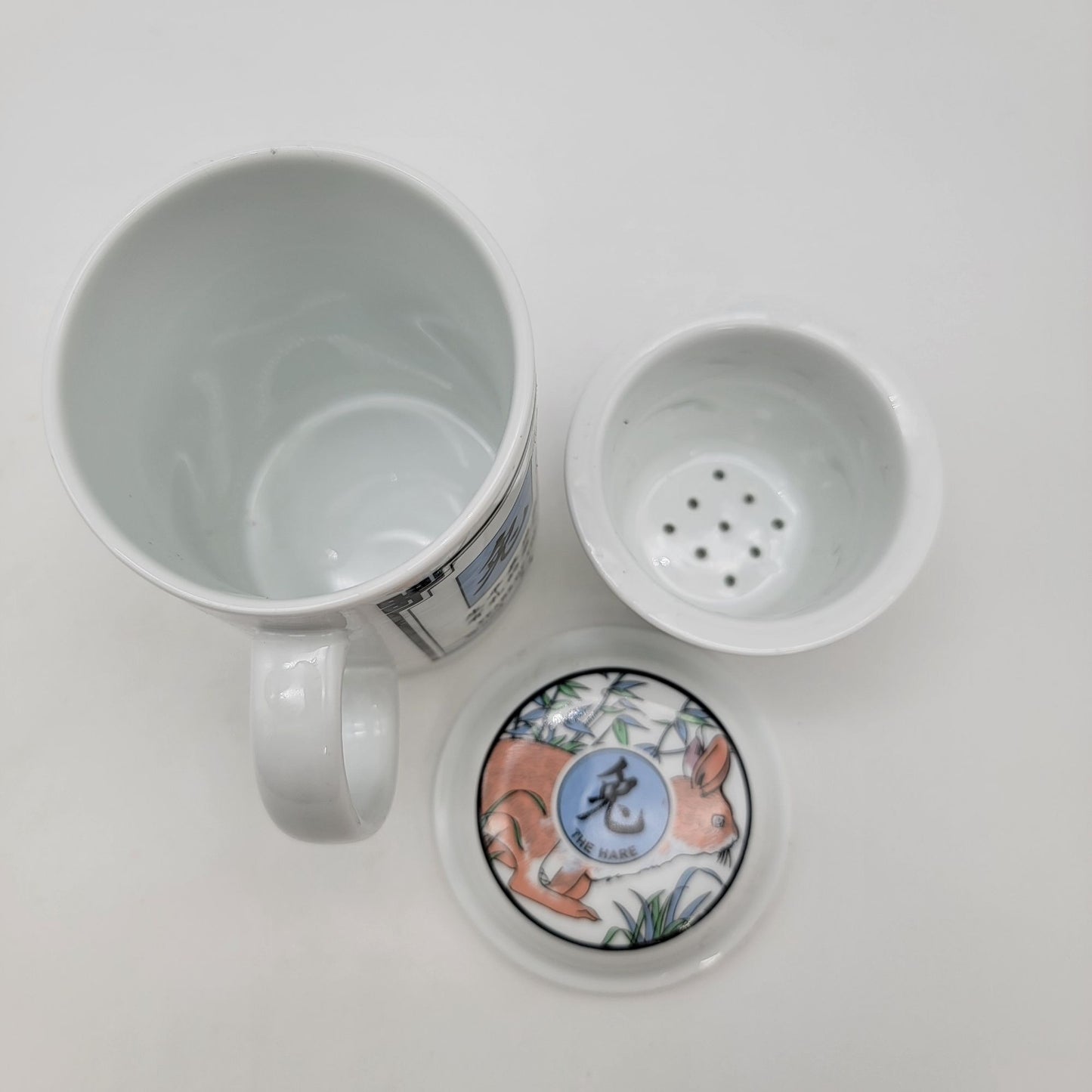 Chinese Zodiac Rabbit Mug With Lid and Strainer