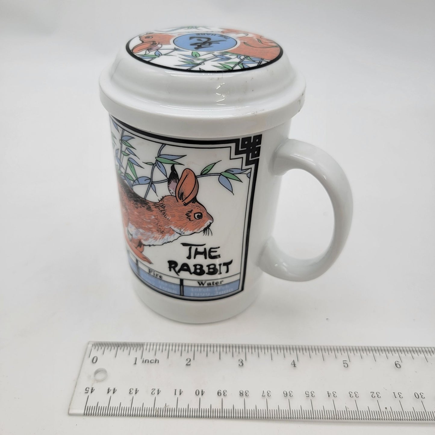 Chinese Zodiac Rabbit Mug With Lid and Strainer