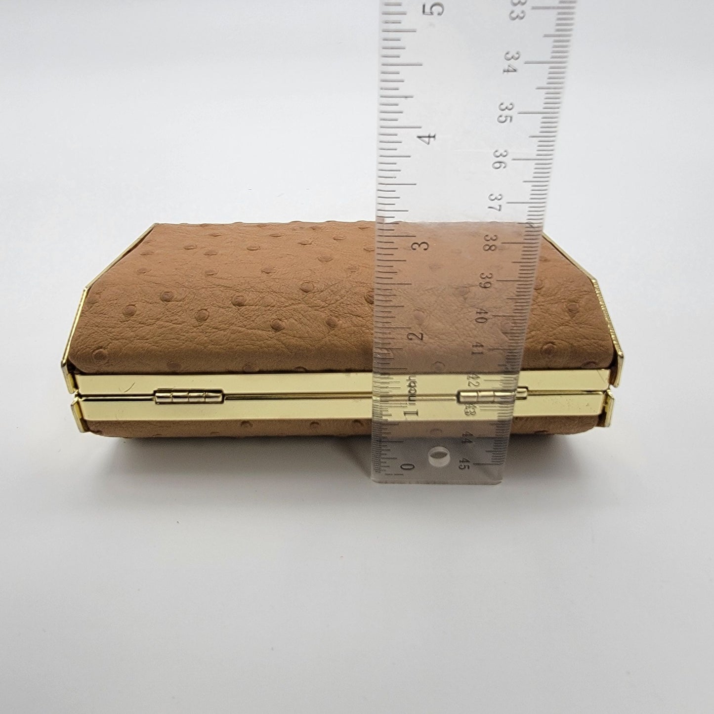 Vintage Bijoux Terner Compact Evening Clutch Bag Ostrich Pattern