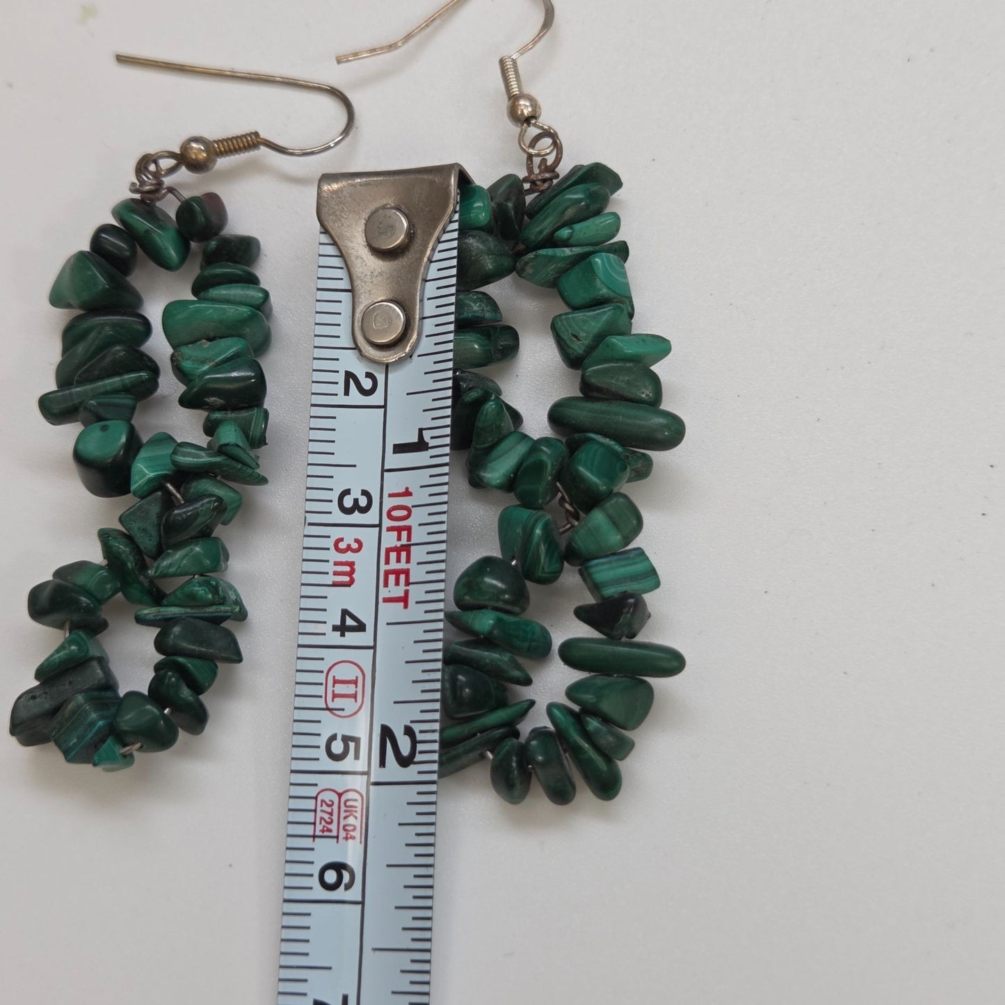 Vintage Malachite Chip Dangle Earrings
