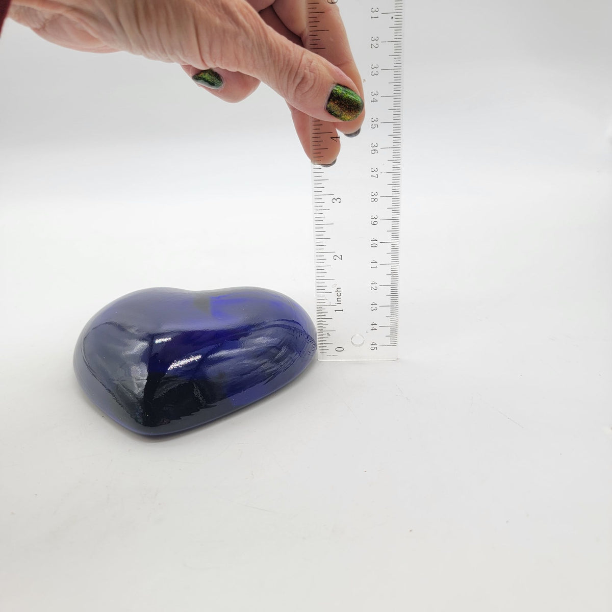 Vintage Cobalt Blue Art Glass Heart Paperweight