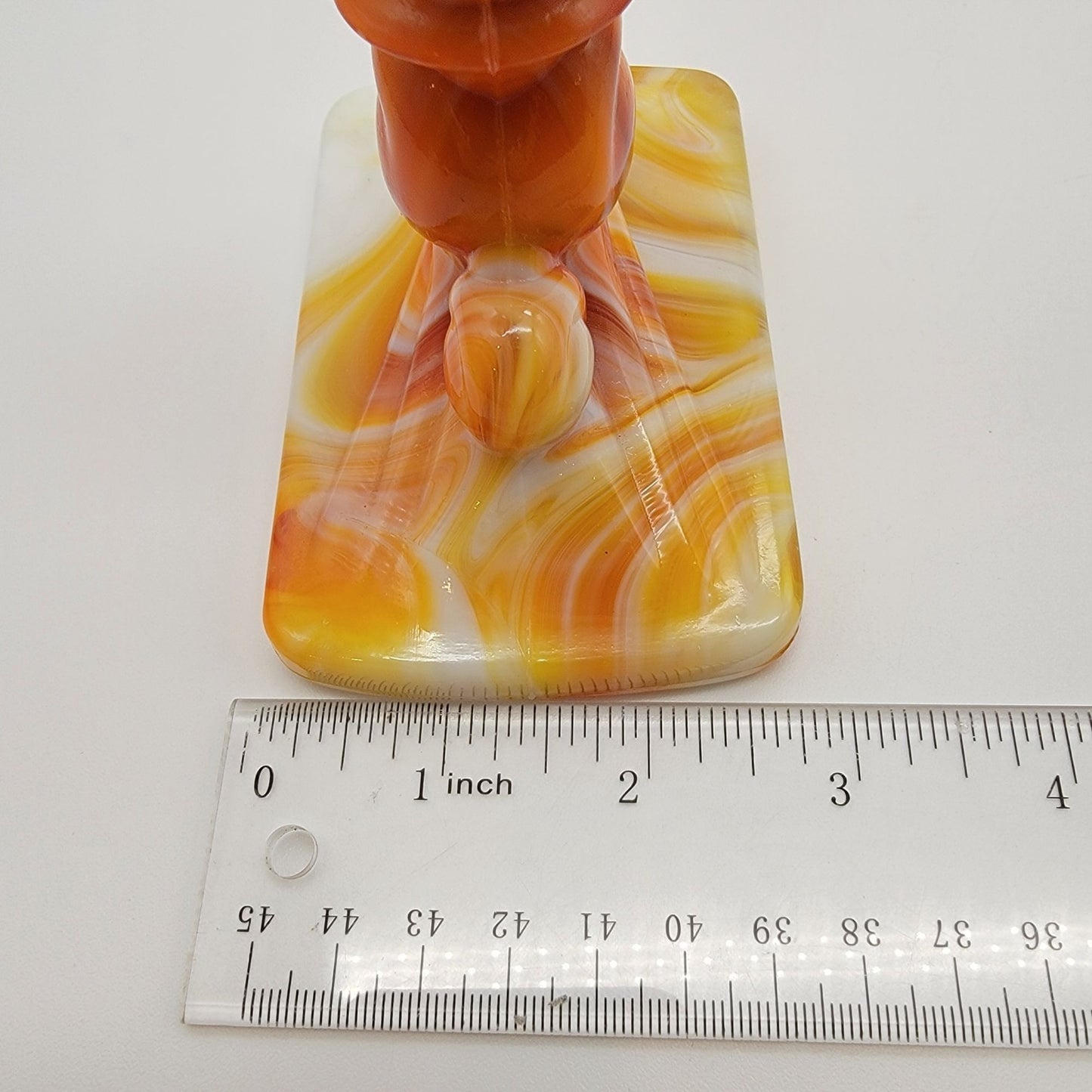 Pair Of Vintage Kanawha Orange Slag Glass Candle Holders