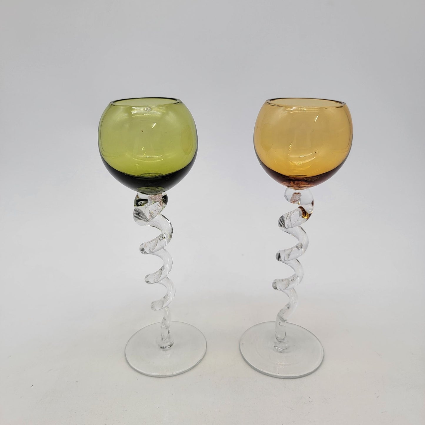 Z Galleries Art Glass Cordial Glasses With Spiral Twisted Stems Set Of 2