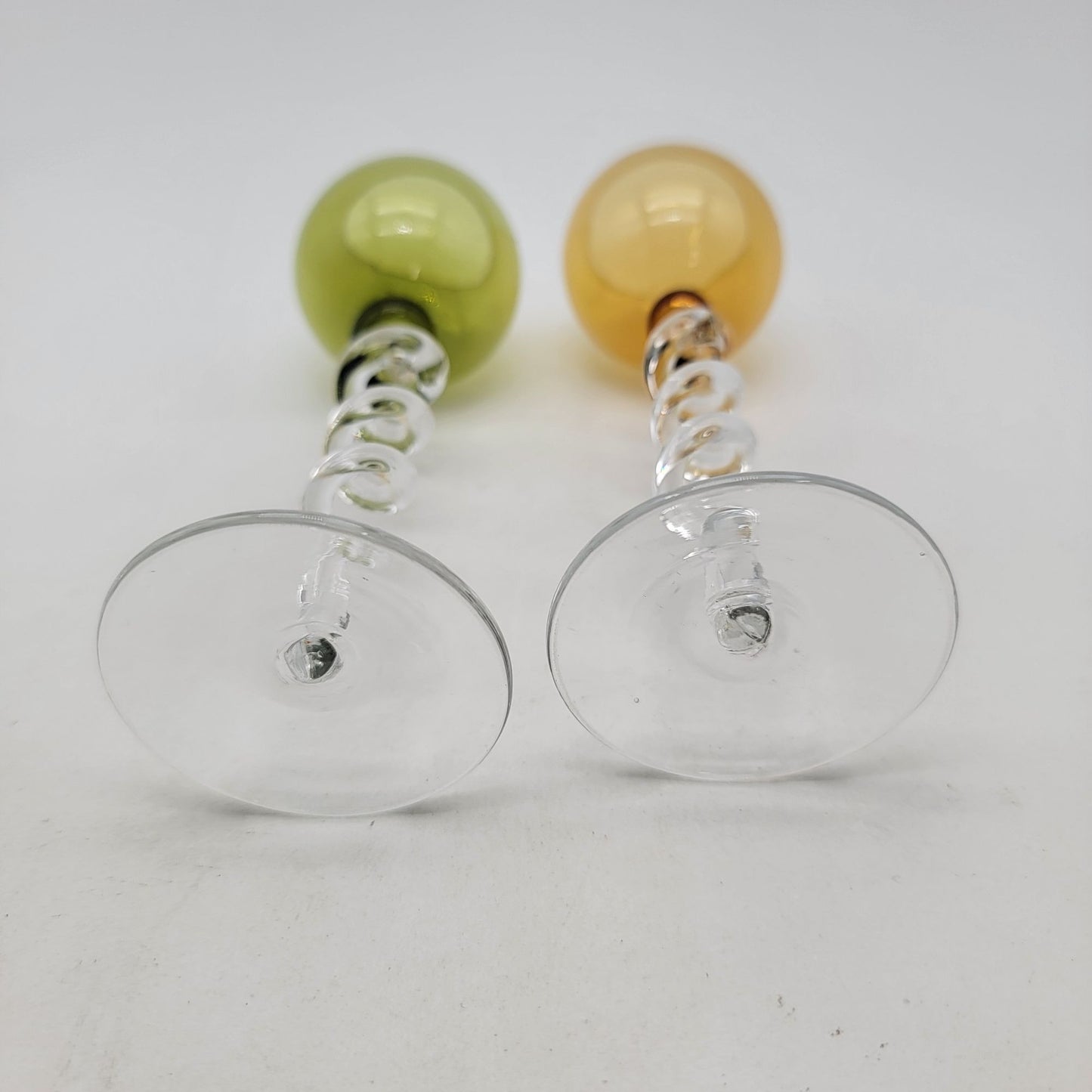 Z Galleries Art Glass Cordial Glasses With Spiral Twisted Stems Set Of 2