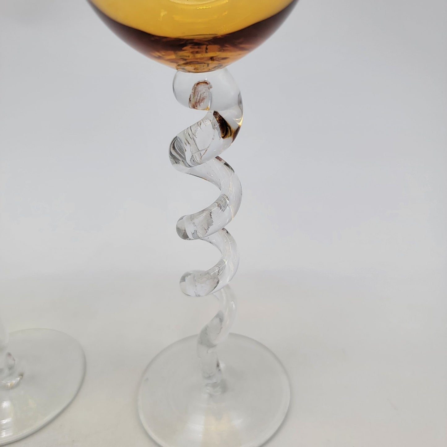 Z Galleries Art Glass Cordial Glasses With Spiral Twisted Stems Set Of 2